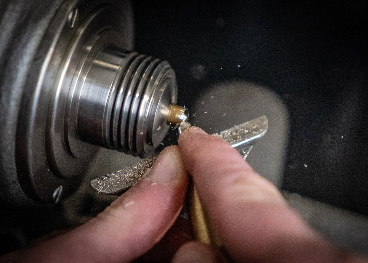 Alessio working on antique lathe