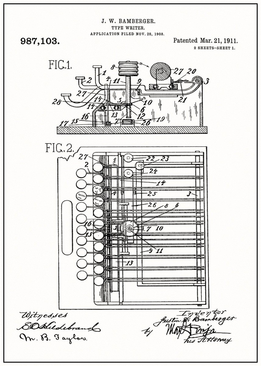Helios typewriter 1911 american patent