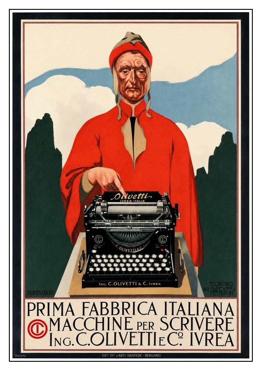 Olivetti M1 typewriter 1912 colored advertisement