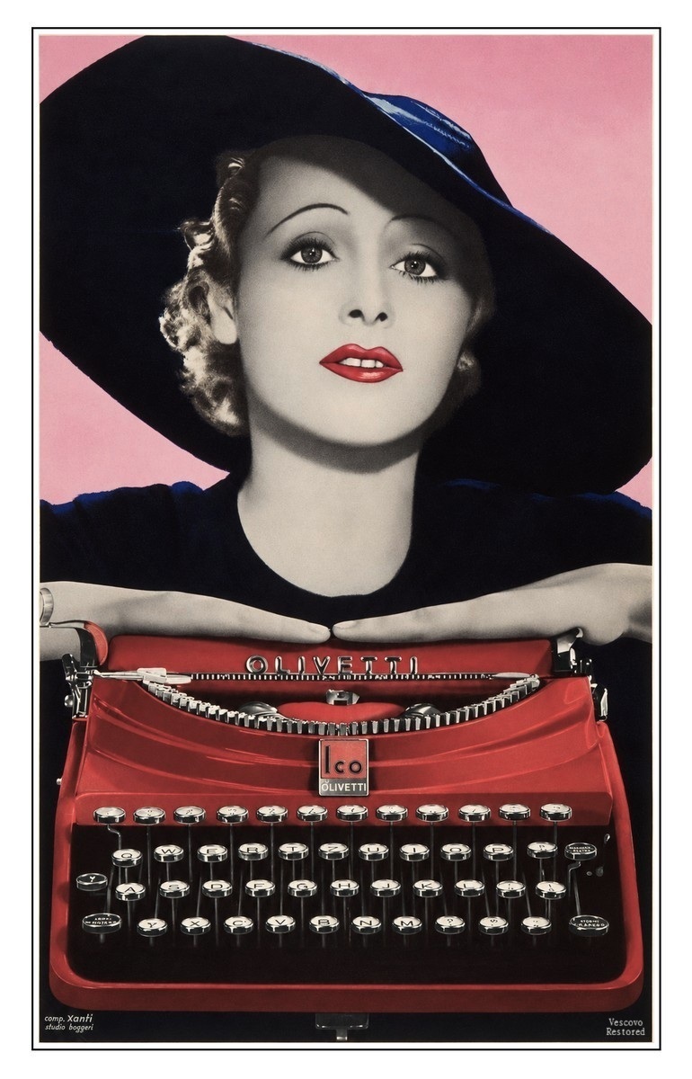 1934 Olivetti MP1 typewriter color advertisement by Xanti Schawinsky